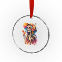 Funny Summer Sugar Skull Cocktail Lover Crystal Glass Ornament