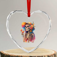 Funny Summer Sugar Skull Cocktail Lover Heart Crystal Glass Ornament