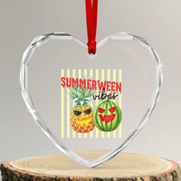 Funny Summerween Fruit Heart Crystal Glass Ornament Spooky Pineapple Watermelon Graphic