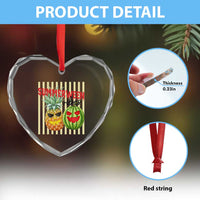 Funny Summerween Fruit Heart Crystal Glass Ornament Spooky Pineapple Watermelon Graphic