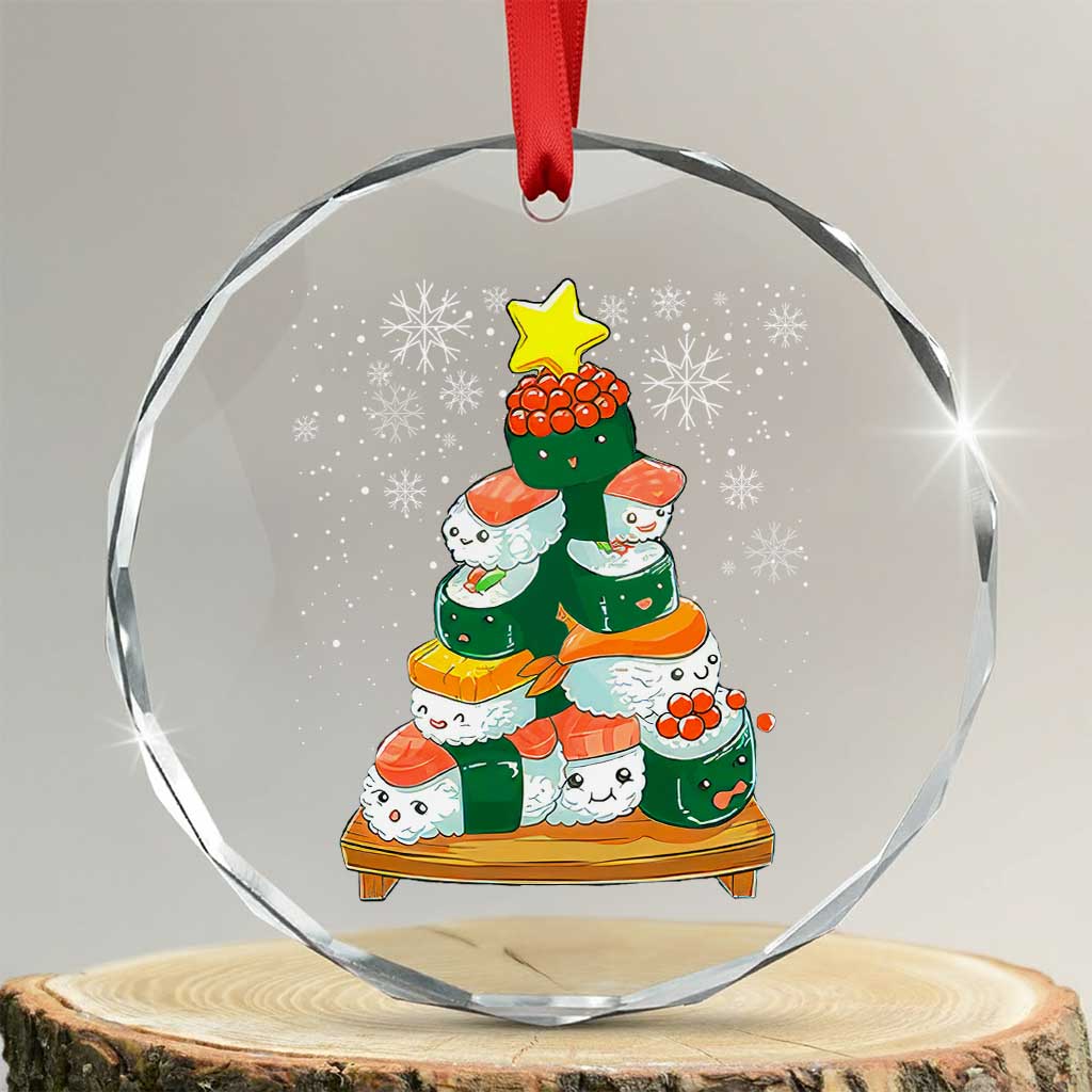 Funny Sushi Christmas Tree Crystal Glass Ornament Cute Japanese Xmas TS09