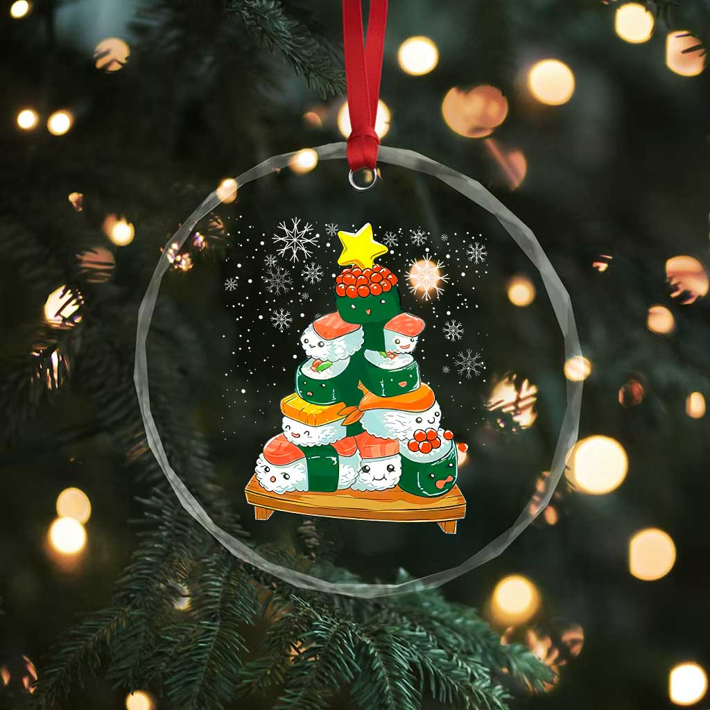 Funny Sushi Christmas Tree Crystal Glass Ornament Cute Japanese Xmas TS09