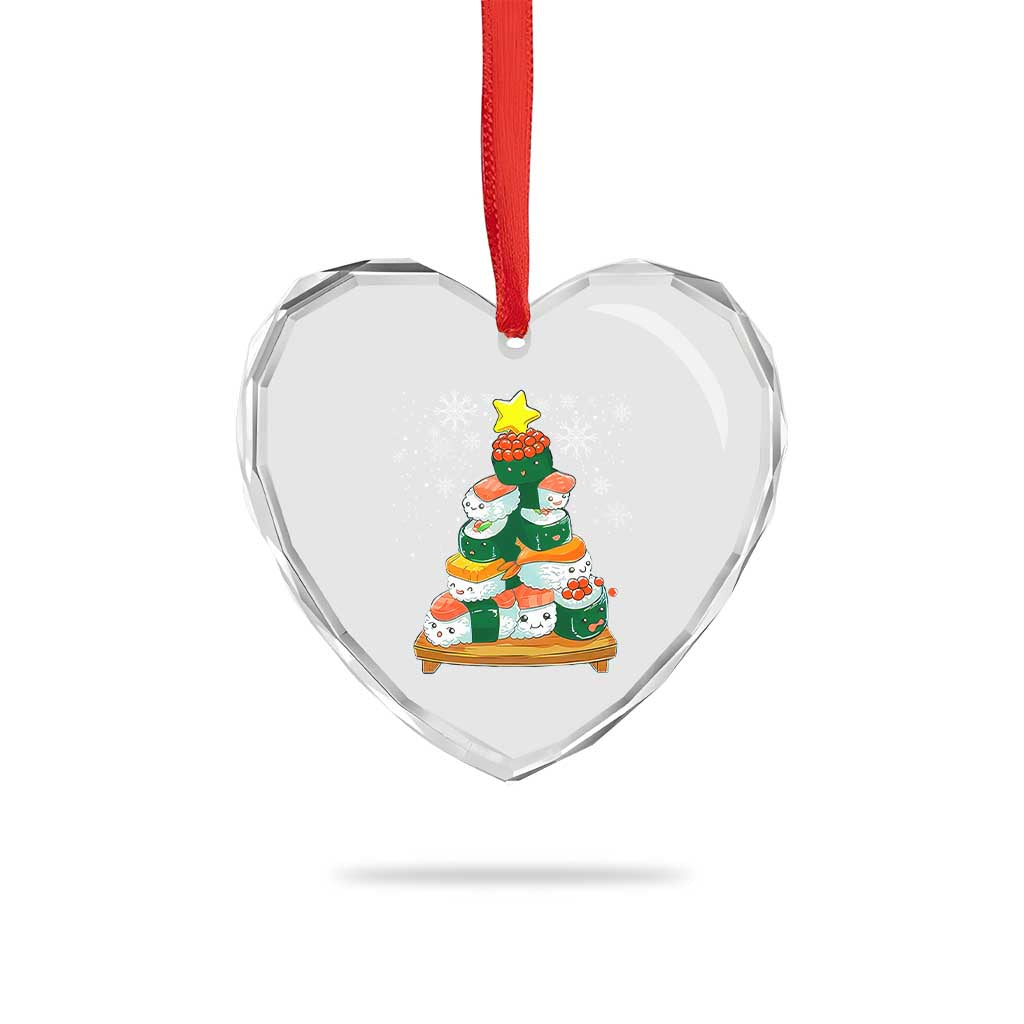 Funny Sushi Christmas Tree Heart Crystal Glass Ornament Cute Japanese Xmas - Wonder Print Shop