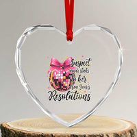 Funny Suspect Never Sticks To Her New Years Resolutions Heart Crystal Glass Ornament Coquette Disco Ball - Wonder Print Shop