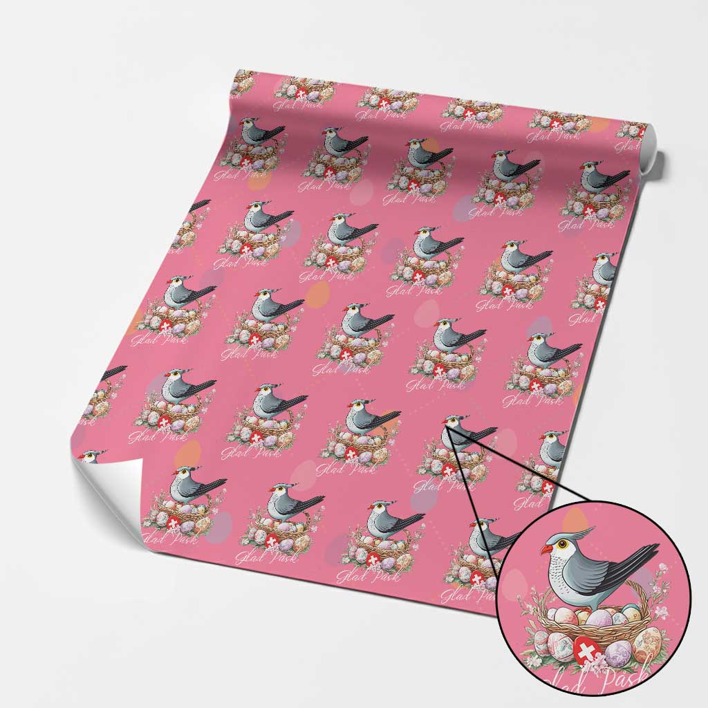 Funny Swedish Easter Day Wrapping Paper Roll Glad Pask Easter Eggs Cuckoo Bird
