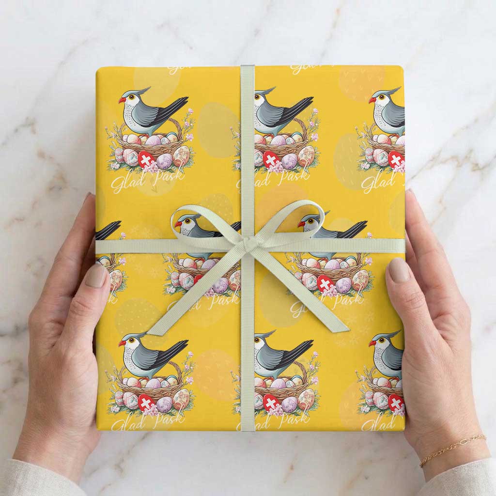 Funny Swedish Easter Day Wrapping Paper Roll Glad Pask Easter Eggs Cuckoo Bird