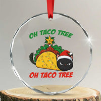 Funny Taco Cat Tree Christmas Crystal Glass Ornament - Wonder Print Shop