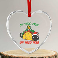 Funny Taco Cat Tree Christmas Heart Crystal Glass Ornament - Wonder Print Shop