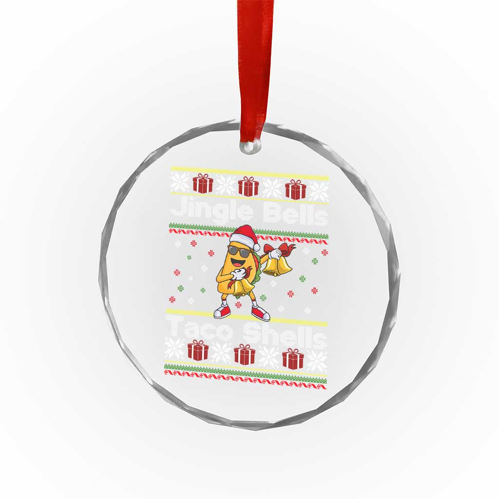 Funny Taco Christmas Crystal Glass Ornament Jigle Bells Taco Shells - Wonder Print Shop