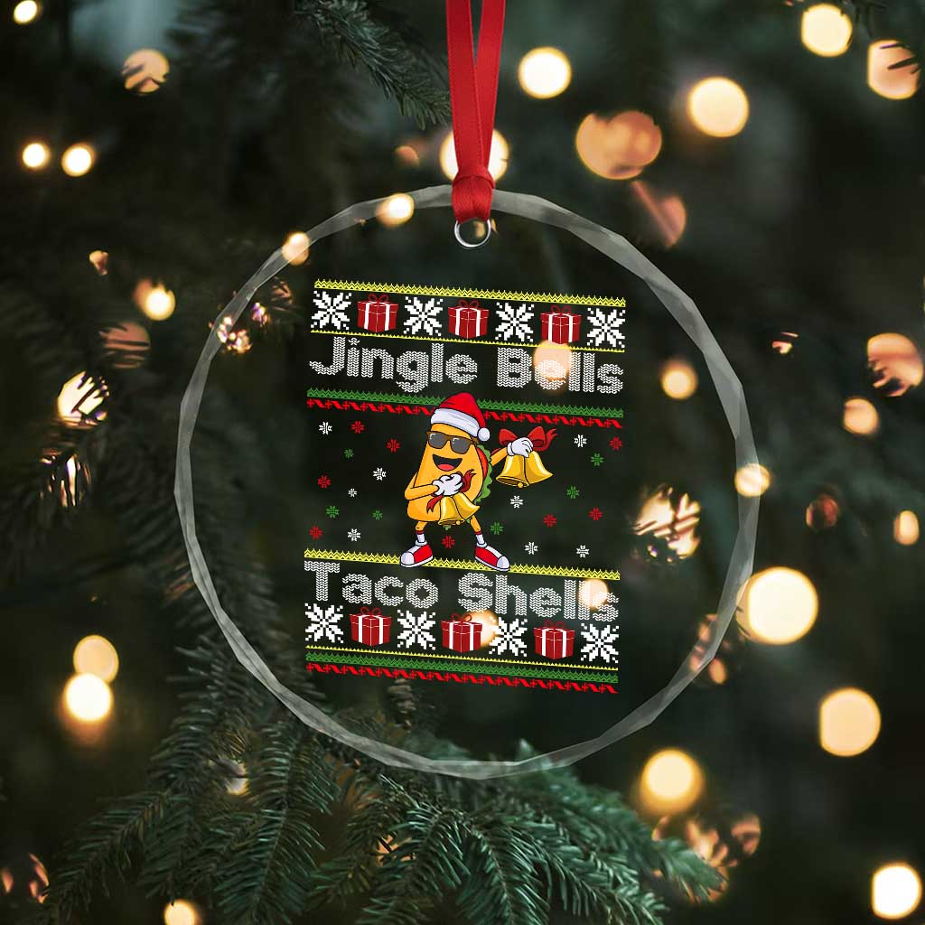 Funny Taco Christmas Crystal Glass Ornament Jigle Bells Taco Shells - Wonder Print Shop