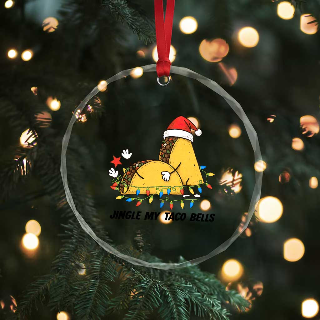 Funny Taco Christmas Crystal Glass Ornament Jingle My Taco Bells - Wonder Print Shop