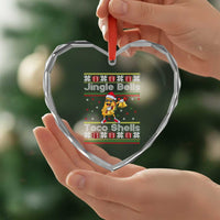Funny Taco Christmas Heart Crystal Glass Ornament Jigle Bells Taco Shells - Wonder Print Shop
