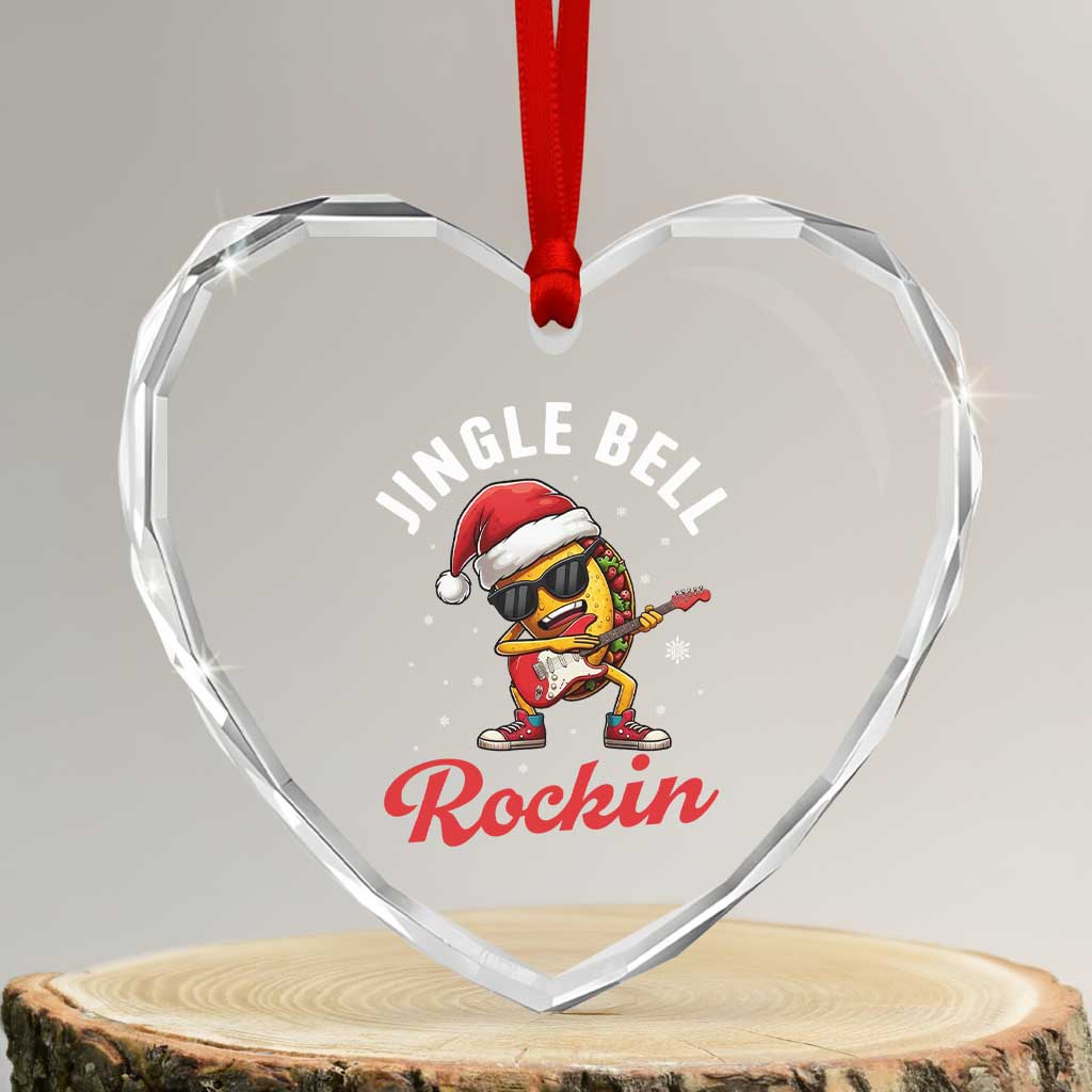 Funny Taco Christmas Heart Crystal Glass Ornament Jingle Bell Rockin - Wonder Print Shop