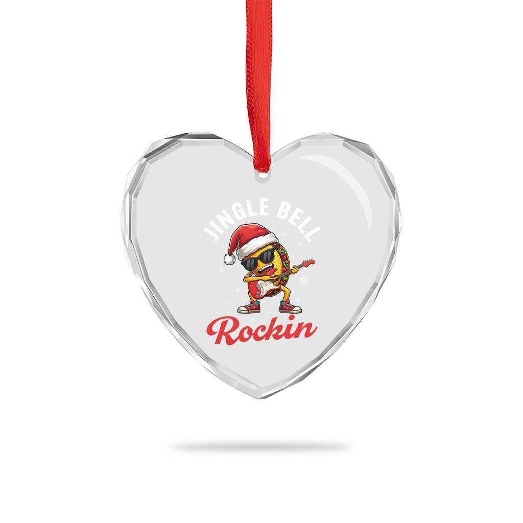 Funny Taco Christmas Heart Crystal Glass Ornament Jingle Bell Rockin - Wonder Print Shop