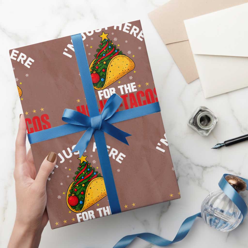 Funny Taco Christmas Wrapping Paper Roll I Am Just Here For The Ho Ho Tacos - Wonder Print Shop