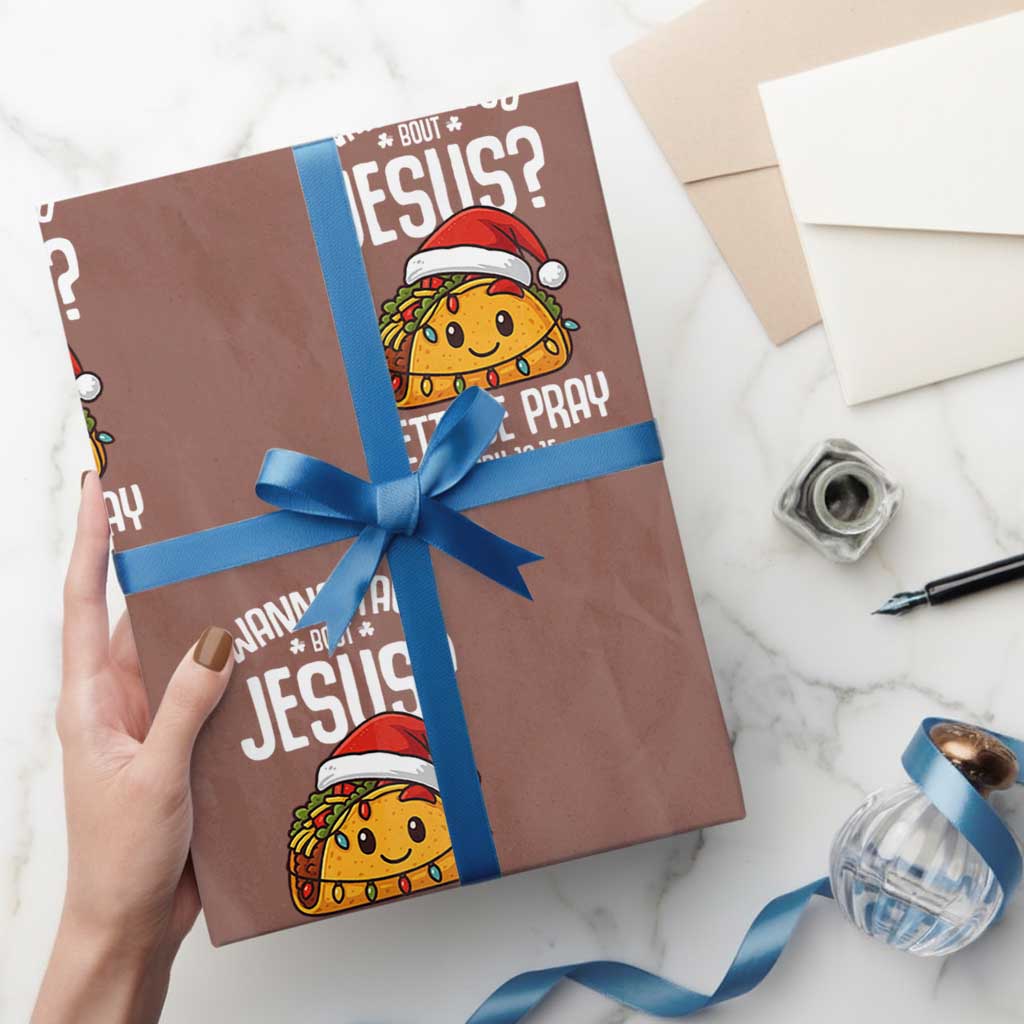 Funny Taco Christmas Wrapping Paper Roll Wanna Taco Bout Jesus Lettuce Pray Mark 16:15 - Wonder Print Shop