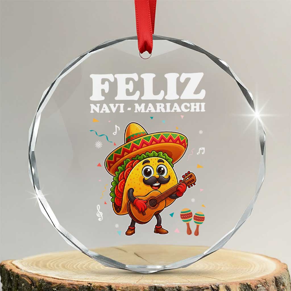Funny Taco Mexican Christmas Crystal Glass Ornament Feliz Navi Mariachi - Wonder Print Shop