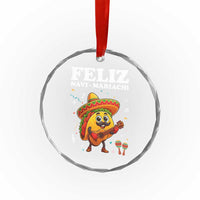 Funny Taco Mexican Christmas Crystal Glass Ornament Feliz Navi Mariachi - Wonder Print Shop