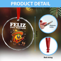 Funny Taco Mexican Christmas Crystal Glass Ornament Feliz Navi Mariachi - Wonder Print Shop