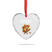 Funny Taco Mexican Christmas Heart Crystal Glass Ornament Feliz Navi Mariachi - Wonder Print Shop