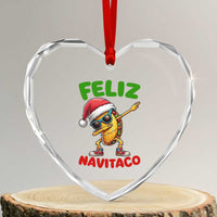 Funny Taco Mexican Christmas Heart Crystal Glass Ornament Feliz Navitaco - Wonder Print Shop