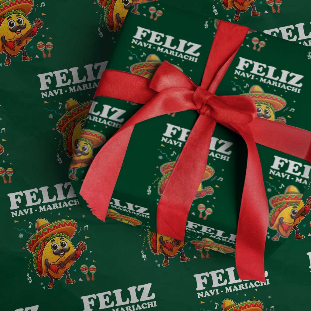 Funny Taco Mexican Christmas Wrapping Paper Roll Feliz Navi Mariachi - Wonder Print Shop