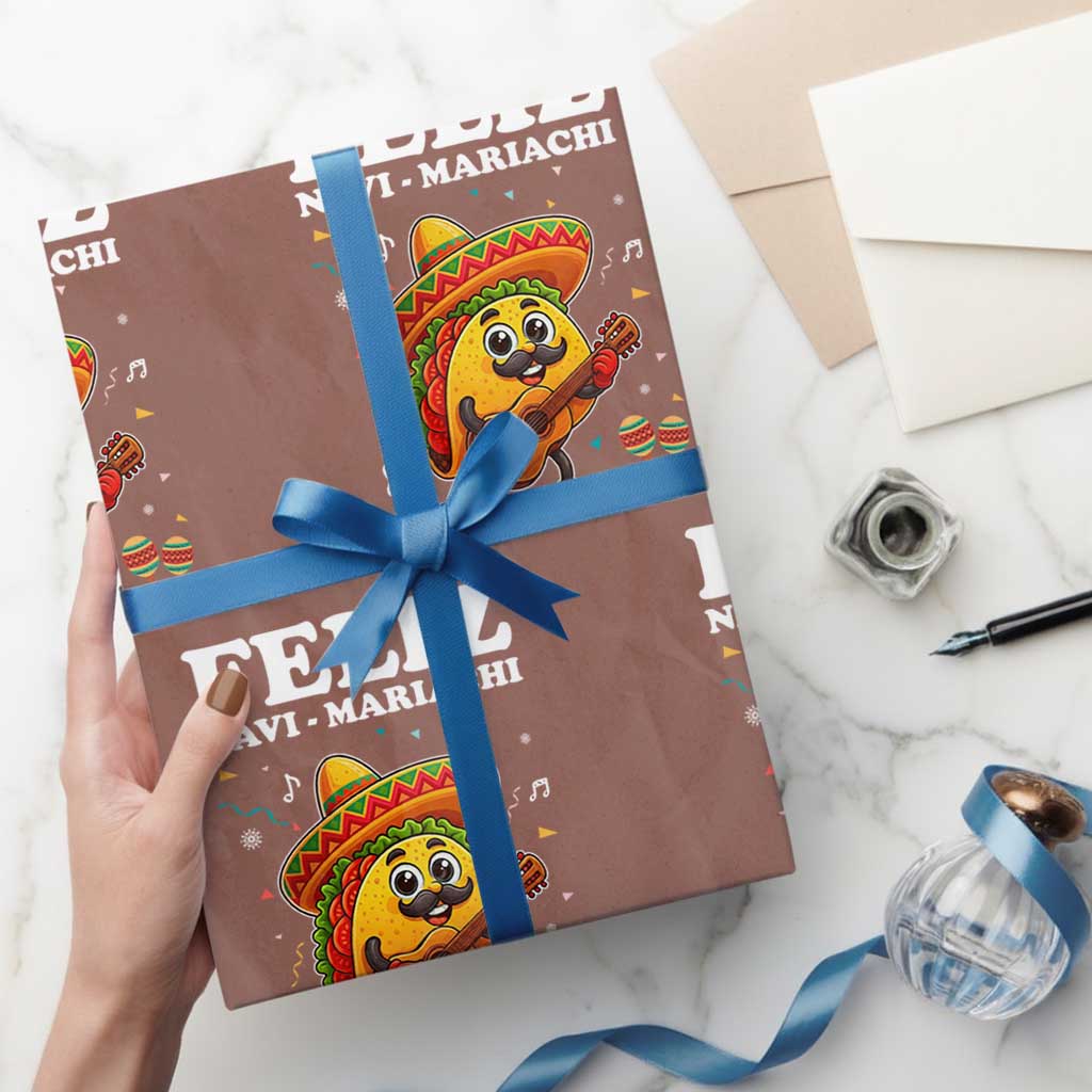 Funny Taco Mexican Christmas Wrapping Paper Roll Feliz Navi Mariachi - Wonder Print Shop