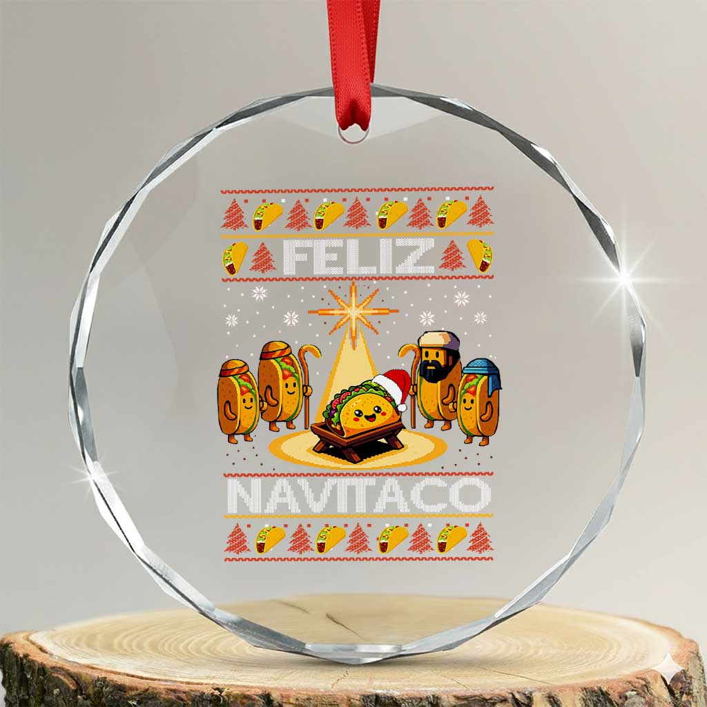 Funny Tacos Christmas Nativity Scene Crystal Glass Ornament Feliz Navitaco Mexican Food - Wonder Print Shop