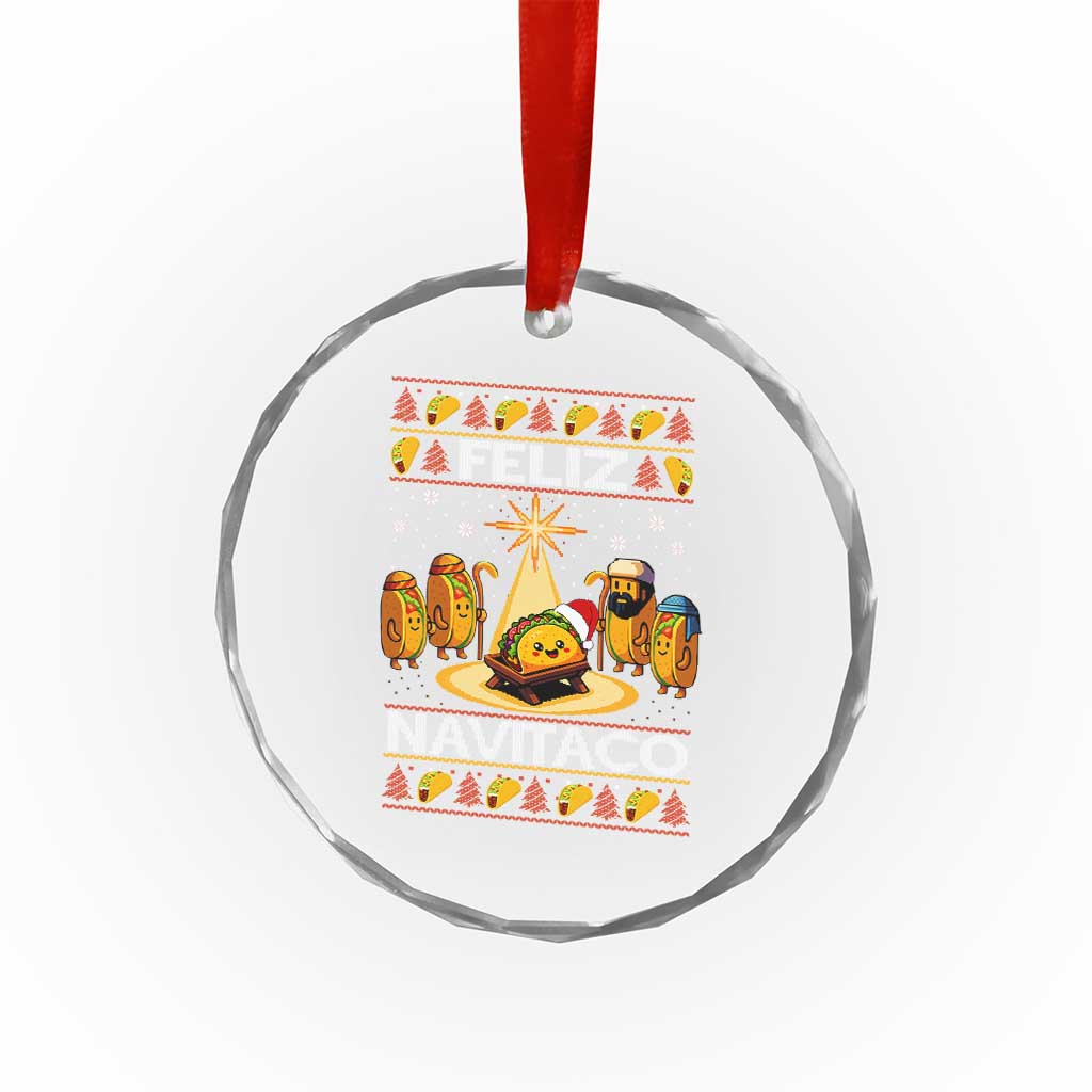 Funny Tacos Christmas Nativity Scene Crystal Glass Ornament Feliz Navitaco Mexican Food - Wonder Print Shop