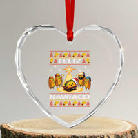 Funny Tacos Christmas Nativity Scene Heart Crystal Glass Ornament Feliz Navitaco Mexican Food - Wonder Print Shop
