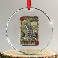 Funny Tarot Card Deadlifts Gym Workout Skeleton Crystal Glass Ornament