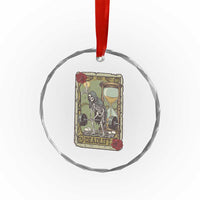 Funny Tarot Card Deadlifts Gym Workout Skeleton Crystal Glass Ornament