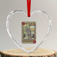Funny Tarot Card Deadlifts Gym Workout Skeleton Heart Crystal Glass Ornament
