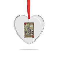 Funny Tarot Card Deadlifts Gym Workout Skeleton Heart Crystal Glass Ornament