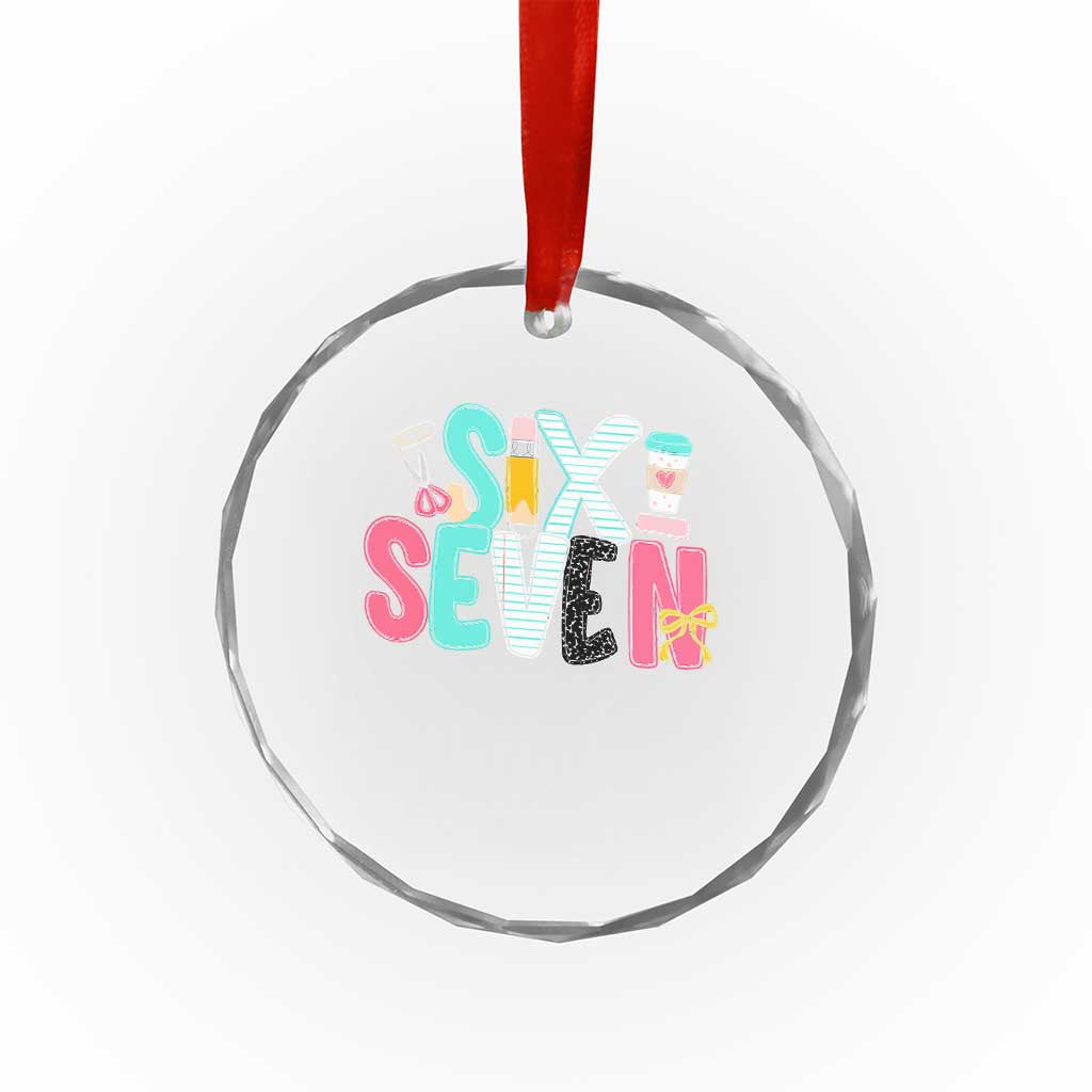 Funny Teacher Six Seven Crystal Glass Ornament 6 7 Meme - Wonder Print Shop