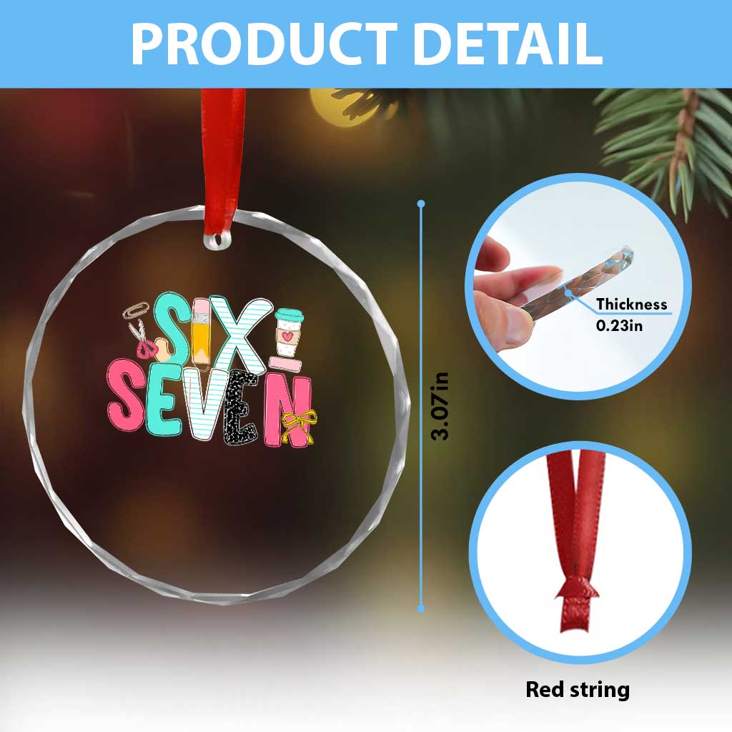 Funny Teacher Six Seven Crystal Glass Ornament 6 7 Meme - Wonder Print Shop