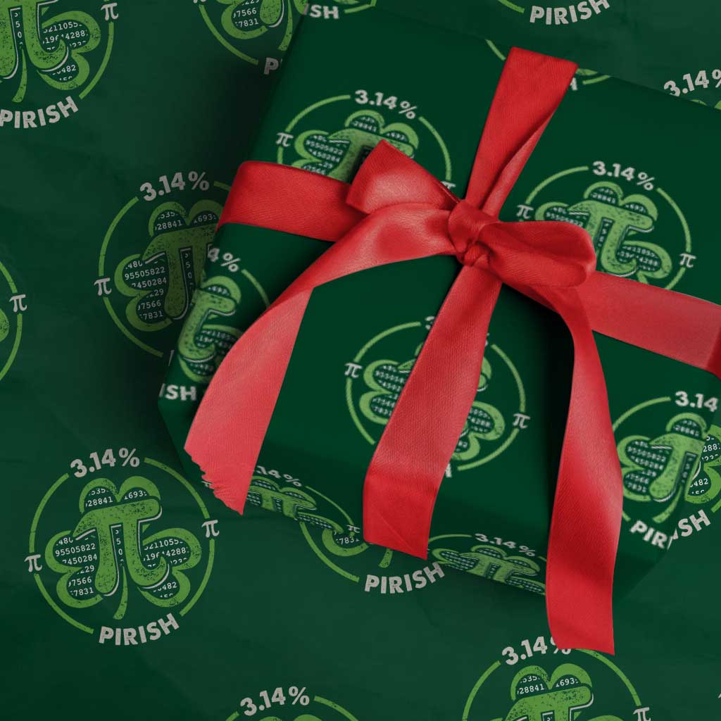 Funny Teacher St Patricks Day Wrapping Paper Roll Pi Day 3.14 Irish Funny Pirish Math Number Pi