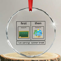 Funny Teacher Summer Break Crystal Glass Ornament First Teach Then Beach Vacation Mode - Wonder Print Shop