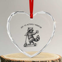 Funny Teacher Testing Day Heart Crystal Glass Ornament Silly Raccoon Proctor Off To Actively Monitor