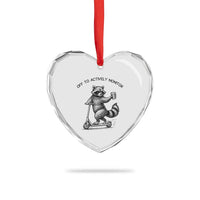 Funny Teacher Testing Day Heart Crystal Glass Ornament Silly Raccoon Proctor Off To Actively Monitor