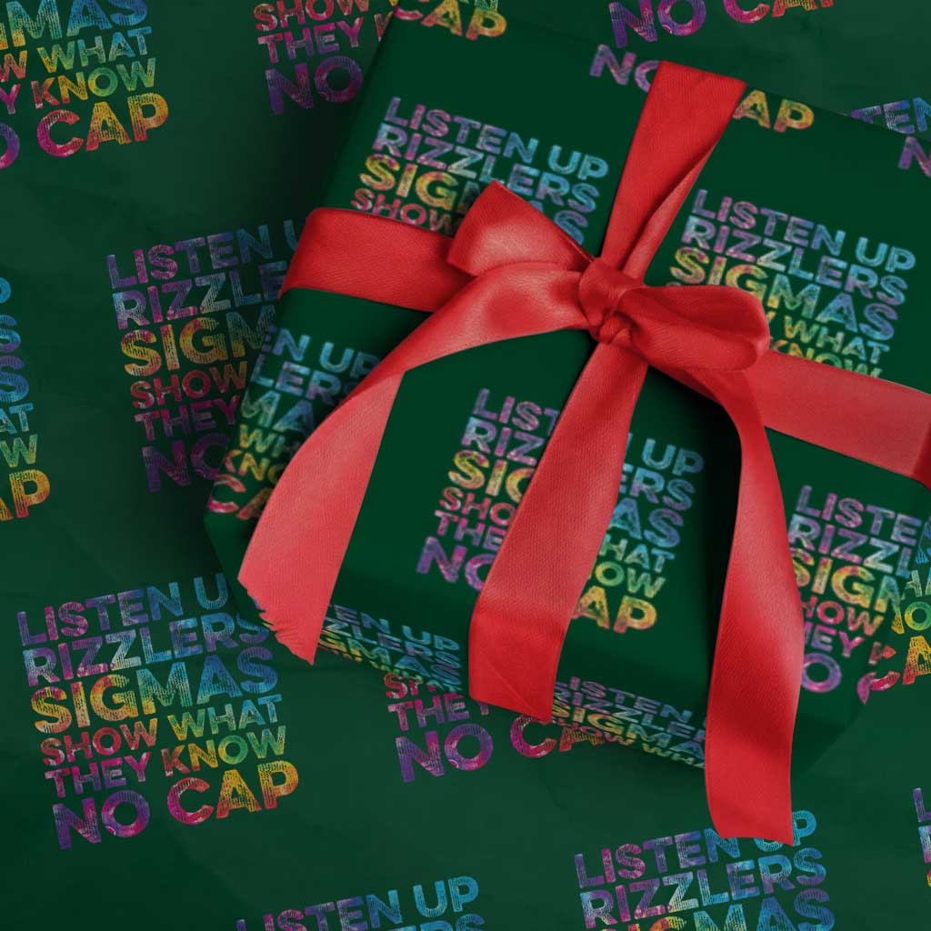Funny Teacher Wrapping Paper Roll Listen Up Rizzlers Sigmas Show Work No Cap Tie-Dye - Wonder Print Shop