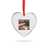 Funny Tech Support Cat Christmas Heart Crystal Glass Ornament - Wonder Print Shop
