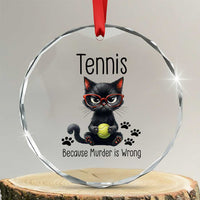 Funny Tennis Cat Gift Crystal Glass Ornament Because Murder Is Wrong - Wonder Print Shop