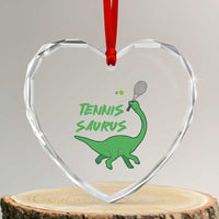 Funny Tennis Dinosaur Tennis Lover Heart Crystal Glass Ornament Gift For Tennis Fans - Wonder Print Shop