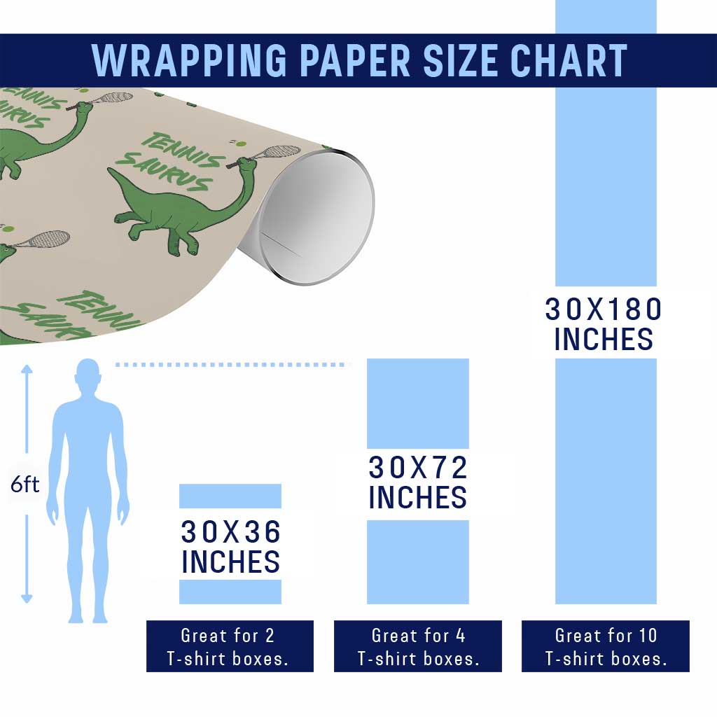 Funny Tennis Dinosaur Tennis Lover Wrapping Paper Roll Gift For Tennis Fans - Wonder Print Shop