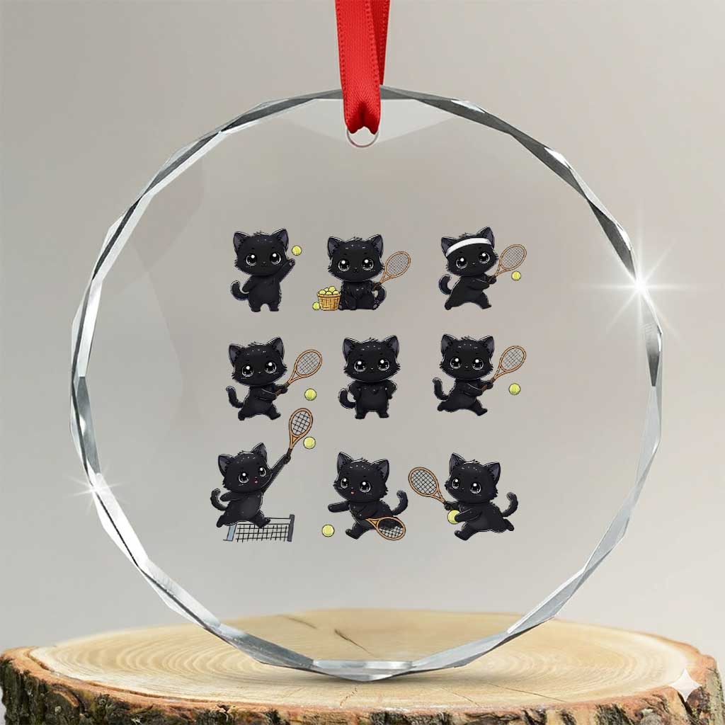 Funny Tennis Game Day Cat Crystal Glass Ornament Tennis Player Gift - Wonder Print Shop