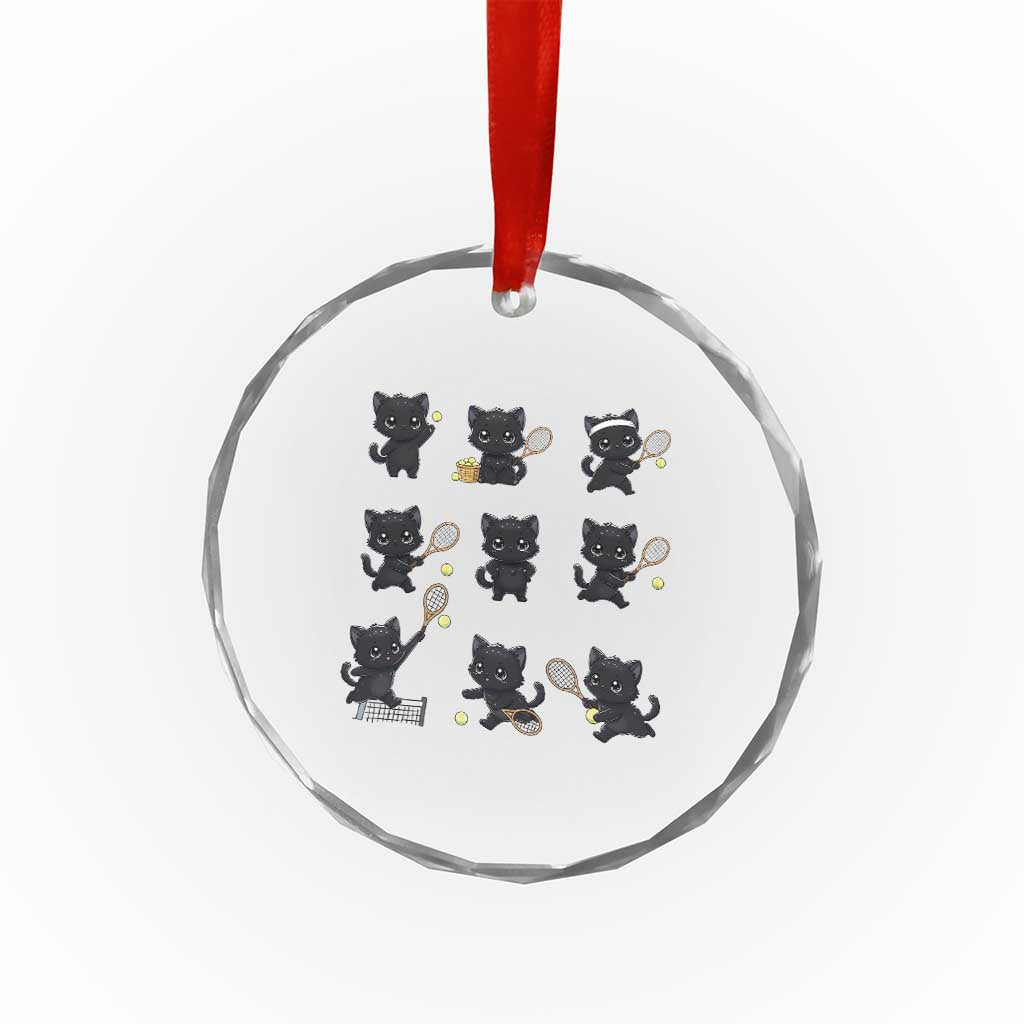 Funny Tennis Game Day Cat Crystal Glass Ornament Tennis Player Gift - Wonder Print Shop