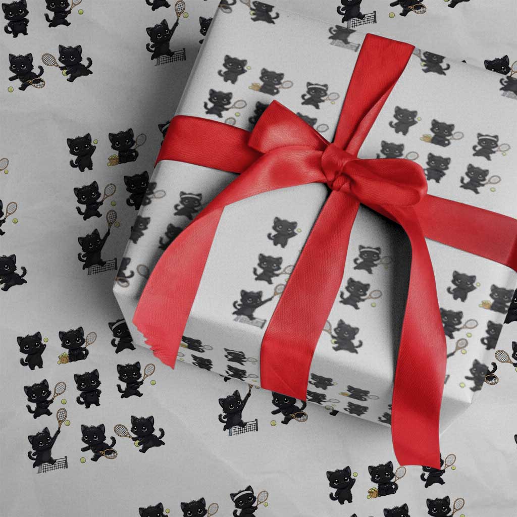 Funny Tennis Game Day Cat Wrapping Paper Roll Tennis Player Gift - Wonder Print Shop