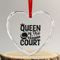 Funny Tennis Lover Gift Heart Crystal Glass Ornament Queen Of The Court - Wonder Print Shop