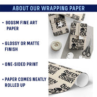 Funny Tennis Lover Gift Wrapping Paper Roll Queen Of The Court - Wonder Print Shop